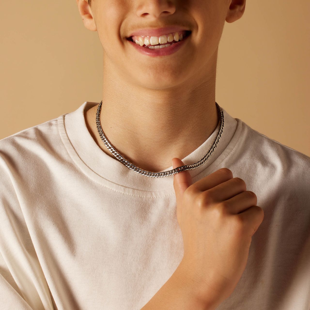 Stainless steel ketting met gourmetschakel