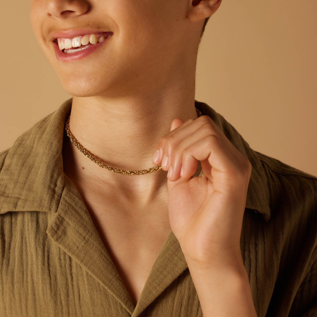 Stainless steel goldplated kinderschakelketting