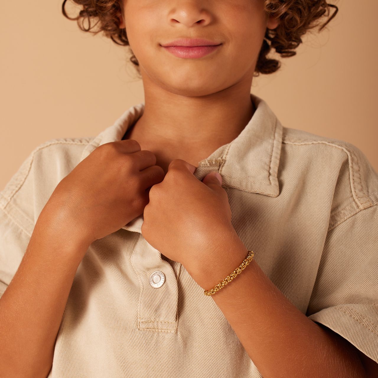 Stainless steel goldplated armband met koningsschakel