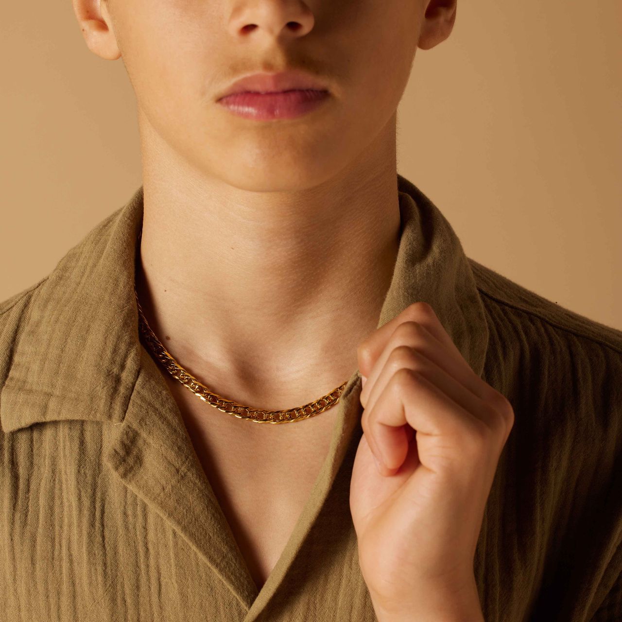 Stainless steel goldplated kinderschakelketting