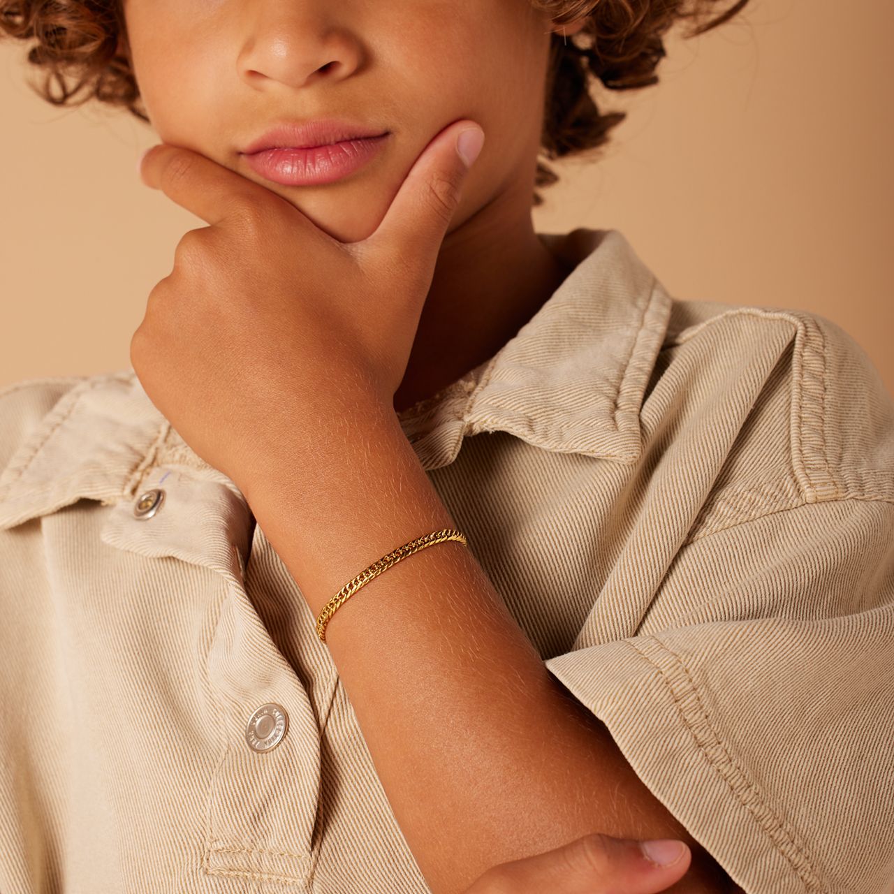 Stalen goldplated kinderschakelarmband