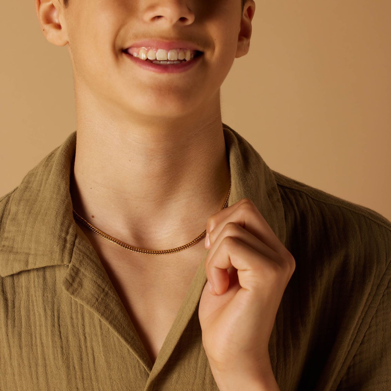 Stainless steel goldplated schakelketting gourmet