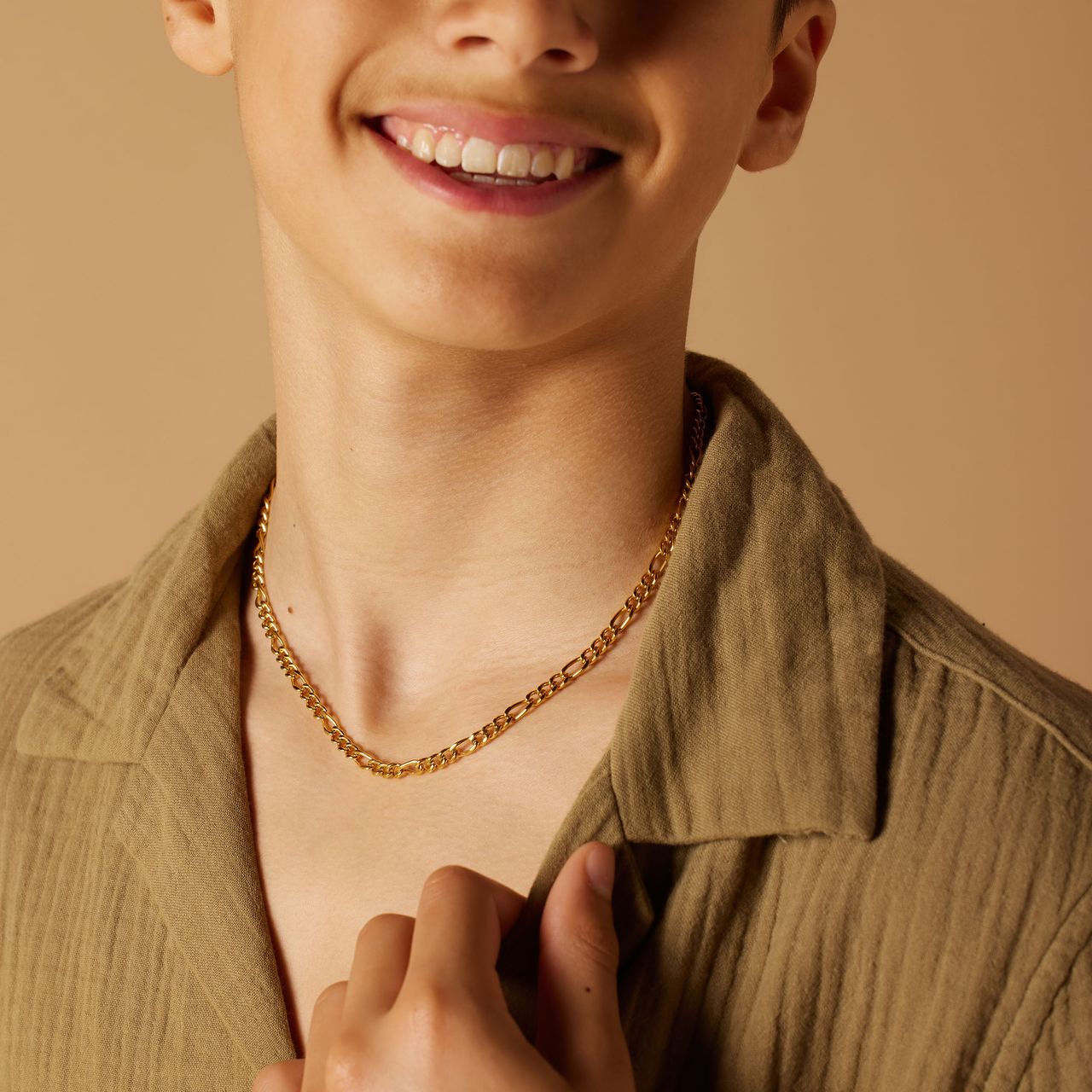 Stainless steel goldplated schakelketting figaro