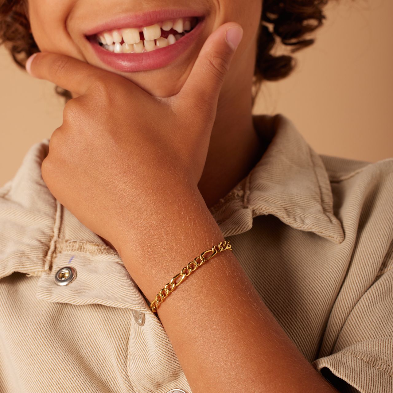 Stalen goldplated kinderschakelarmband