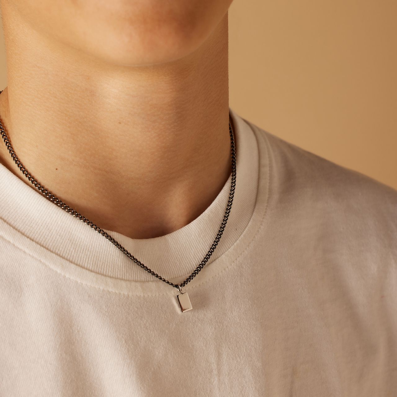 Stainless steel ketting gourmet met plaat zwart