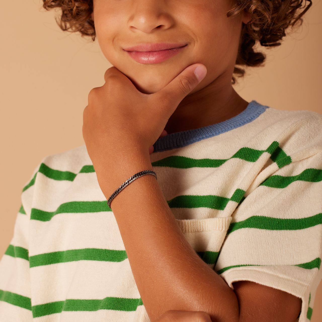 Stainless steel armband gourmet met anitque finish