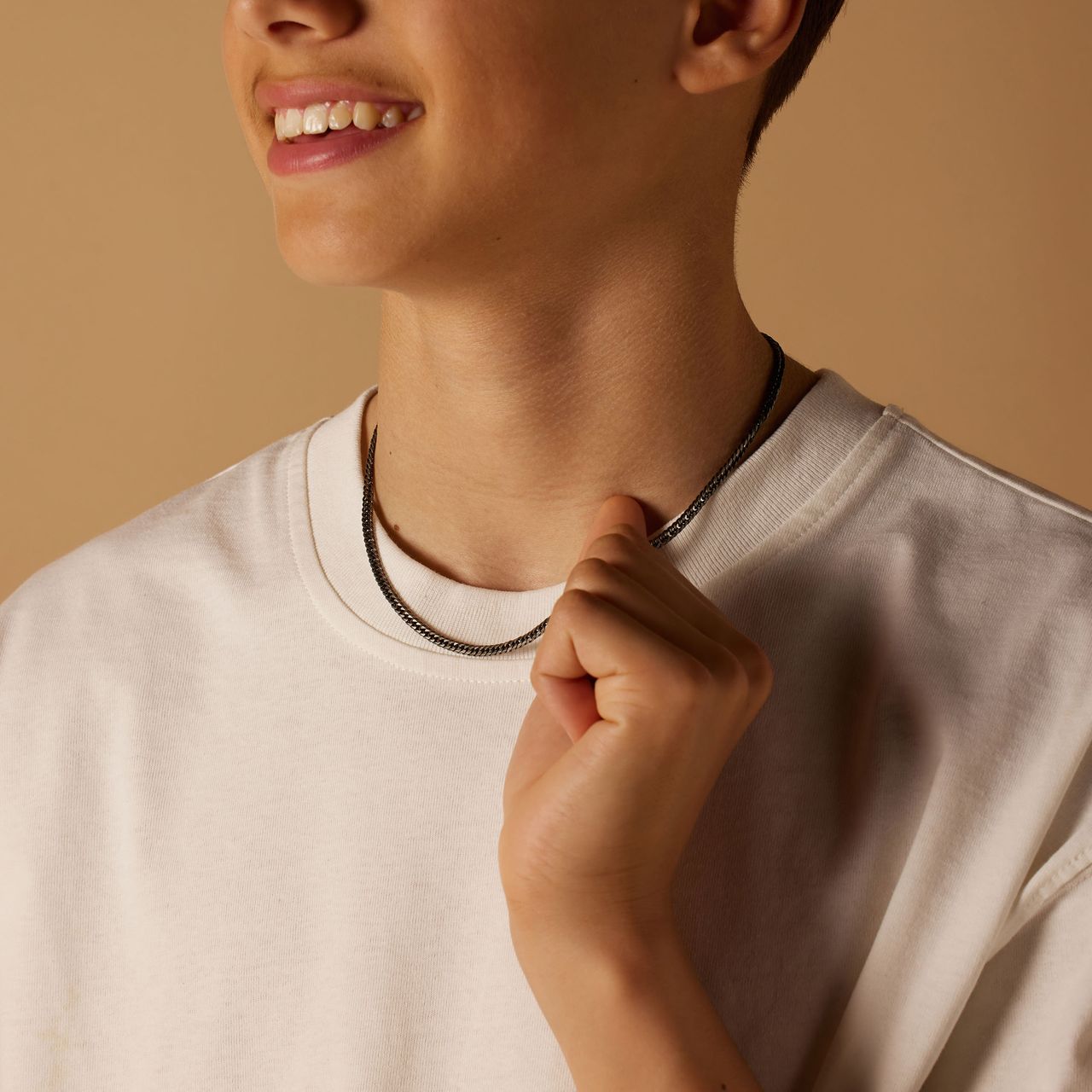 Stainless steel schakelketting gourmet met anitque finish