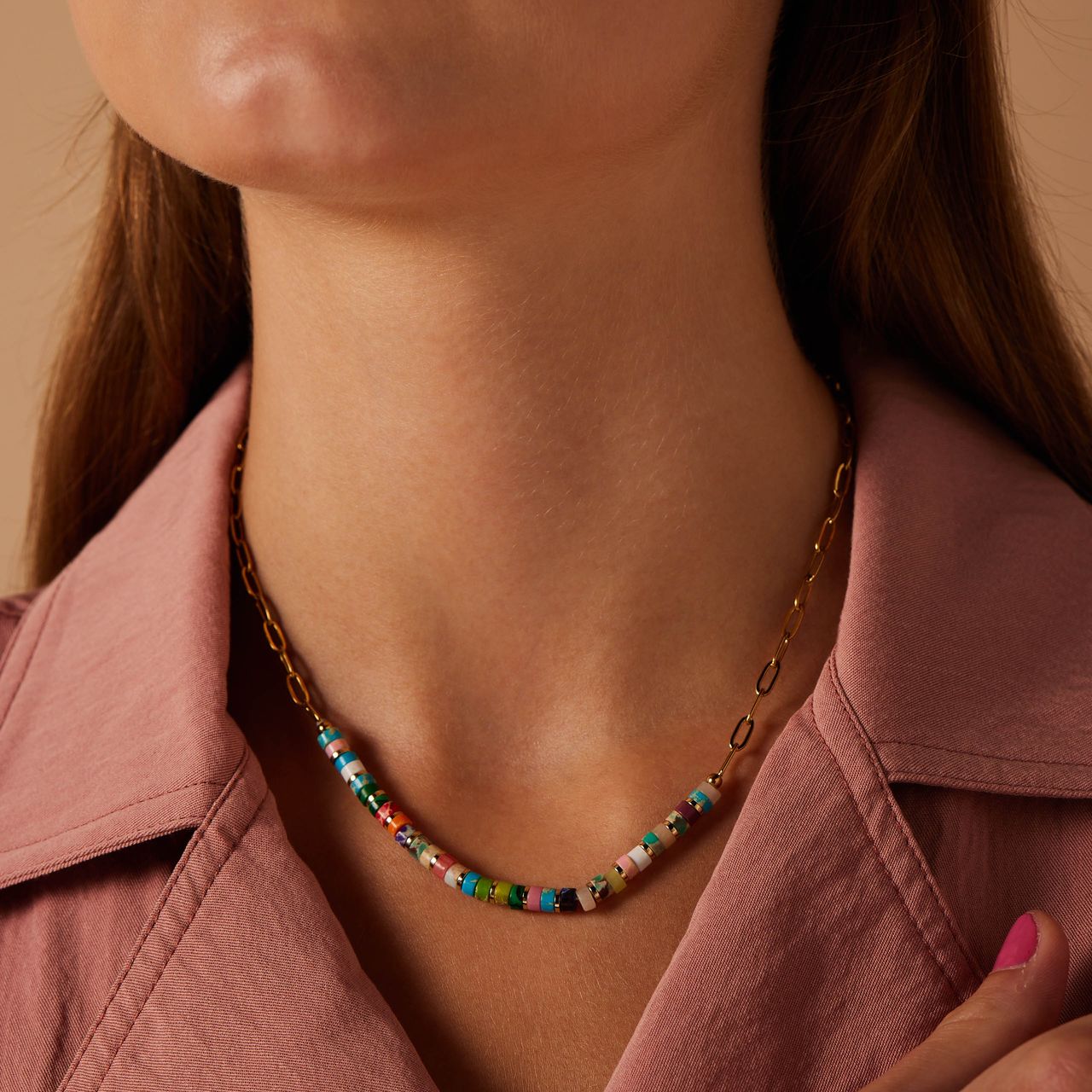 Stalen goldplated ketting met closed schakel