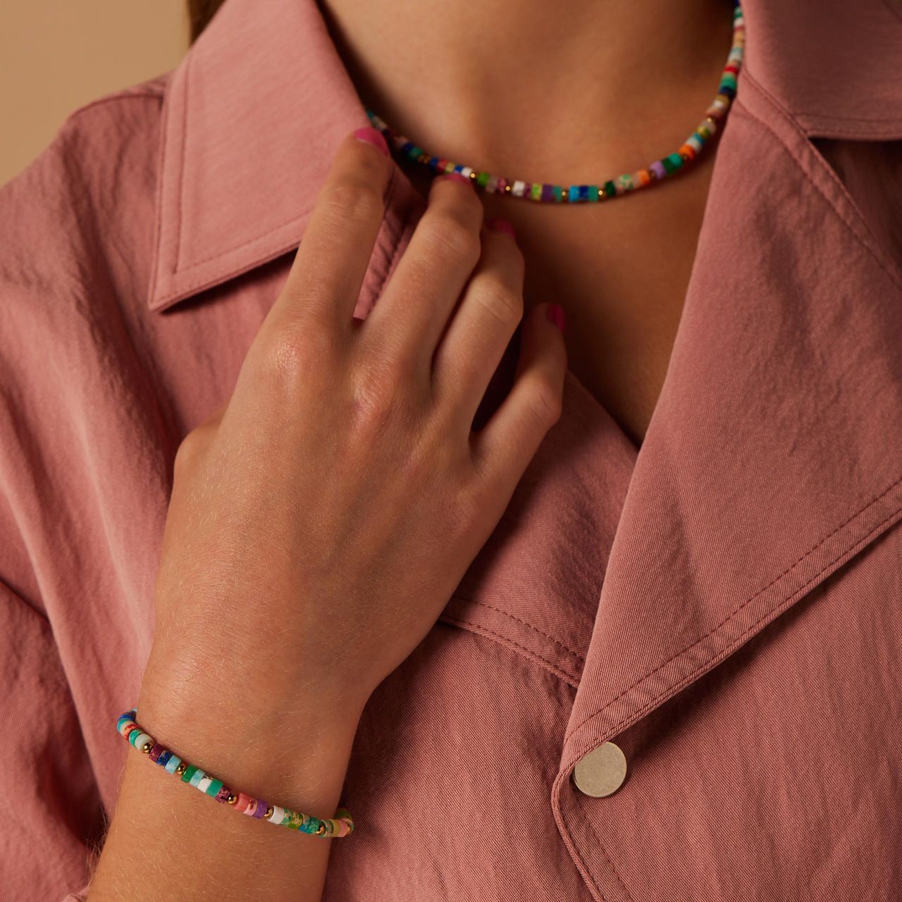 Stainless steel goldplated kralenarmband voor dames