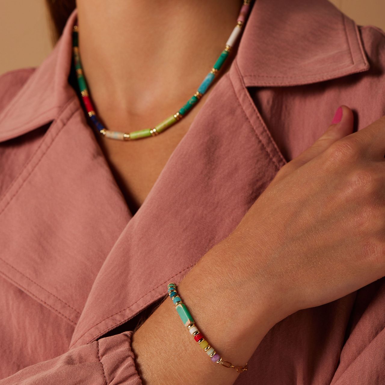 Stalen goldplated kralenarmband voor dames