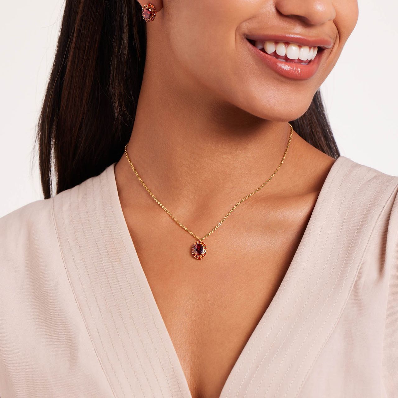 Stainless steel goldplated oorknoppen bloem met zirkonia voor dames