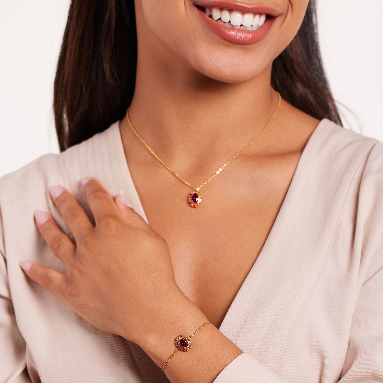 Stalen goldplated fantasiearmband met zirkonia voor dames