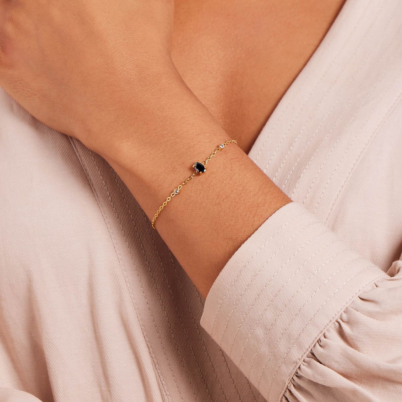 Stalen goldplated armband vintage zwart