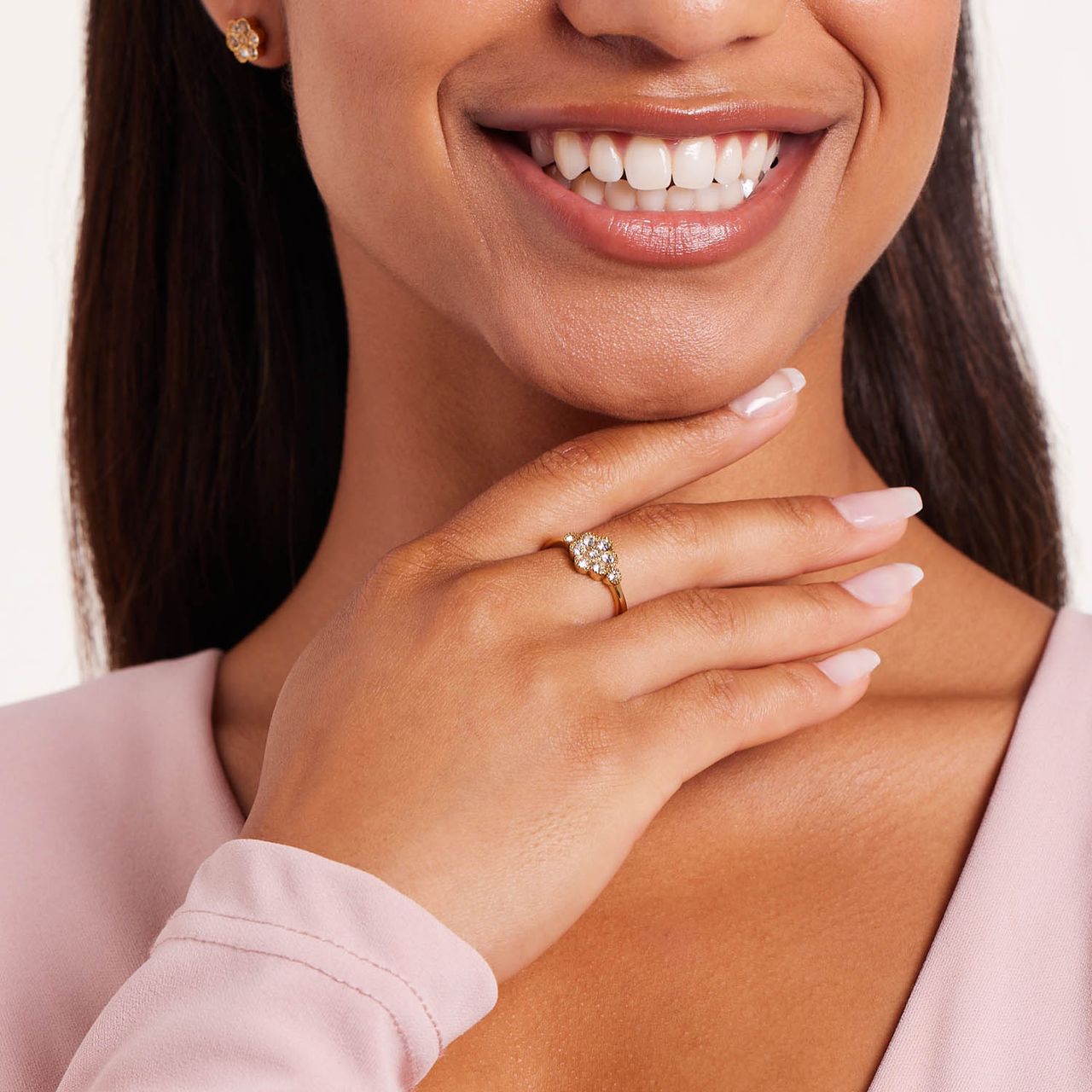 Stalen goldplated ring met zirkonia voor dames