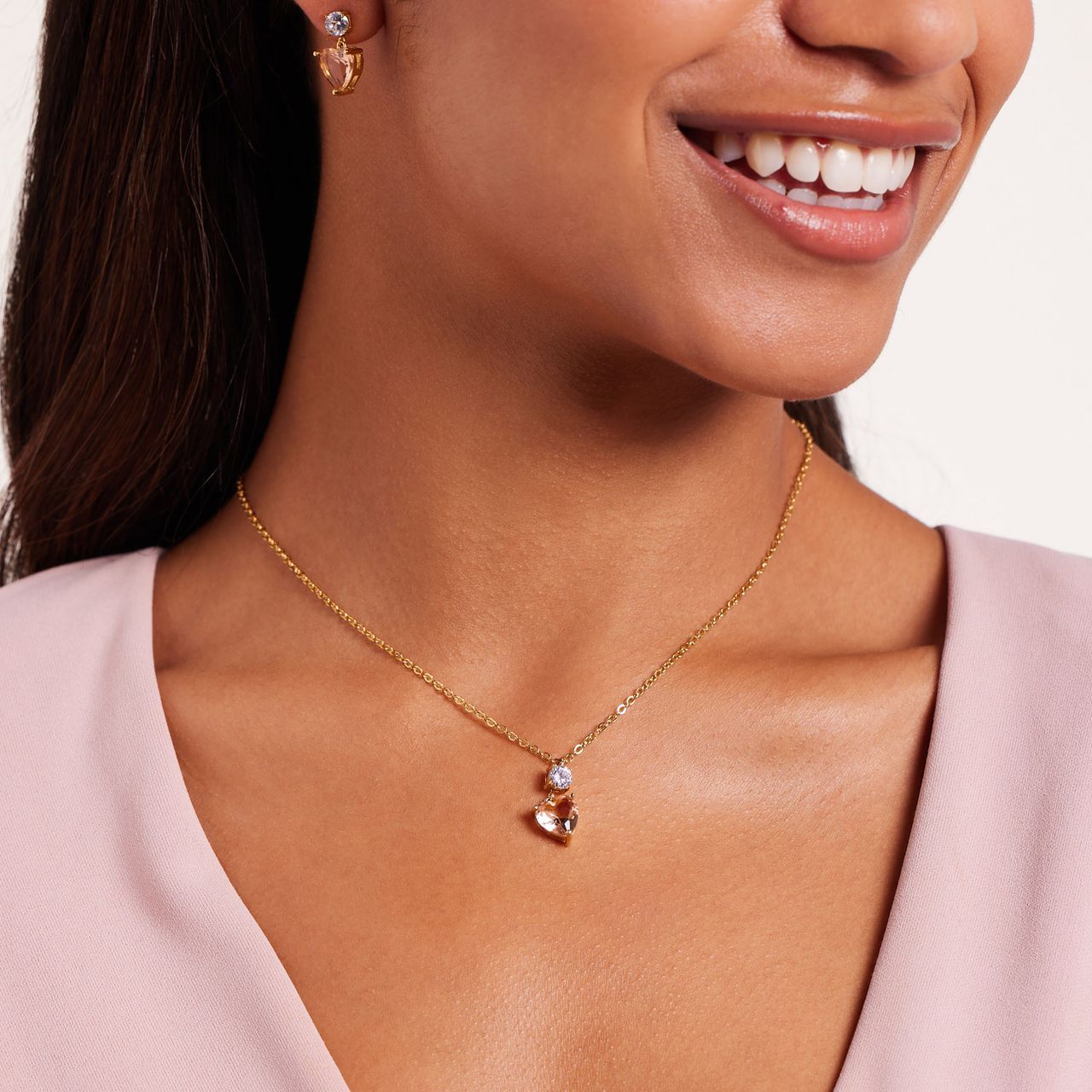 Stalen goldplated oorknoppen hart voor dames