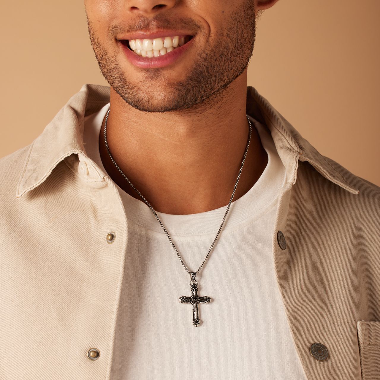 Stainless steel ketting met kruis voor heren