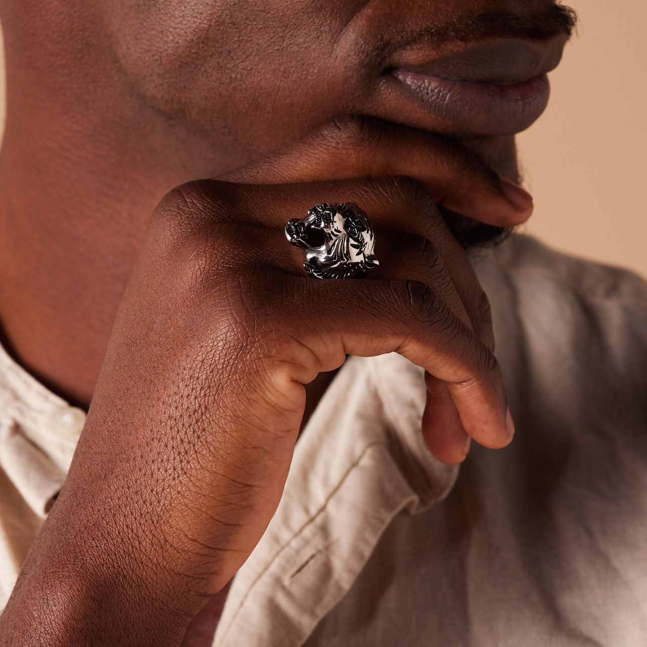 Stainless steel ring tijger