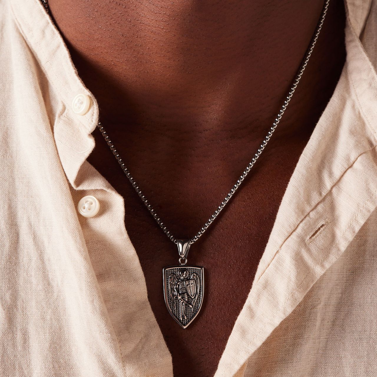 Stainless steel ketting met hanger engel voor heren