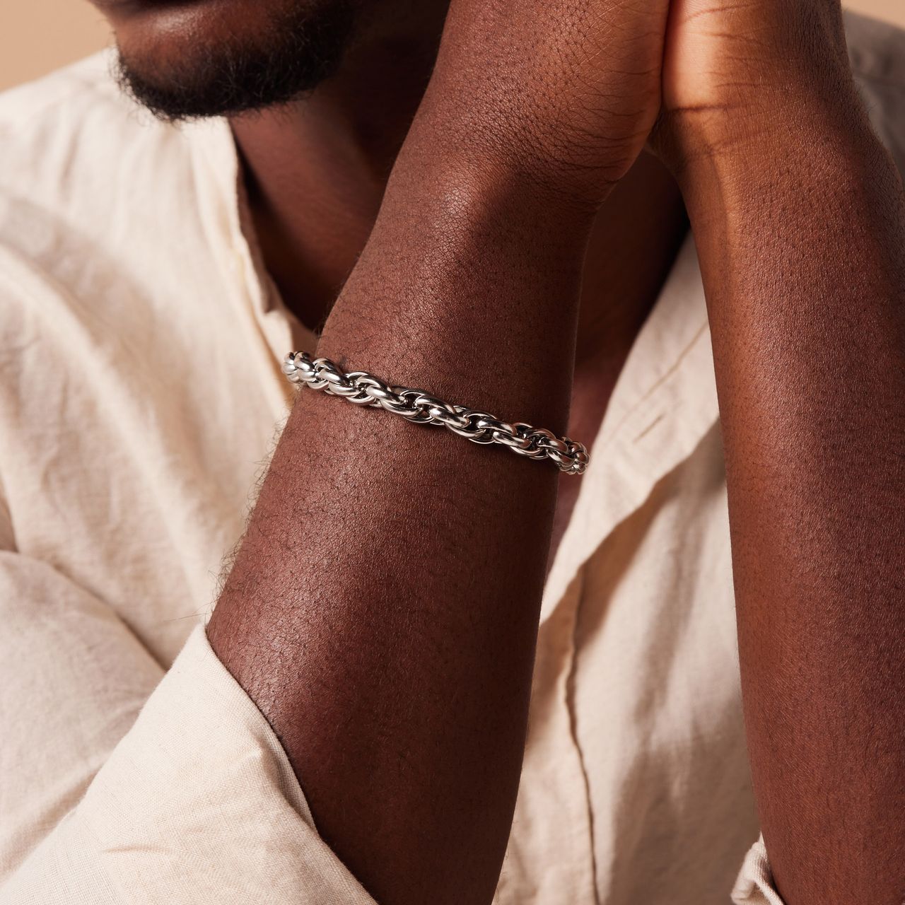 Stalen armband met vossenstaartschakel