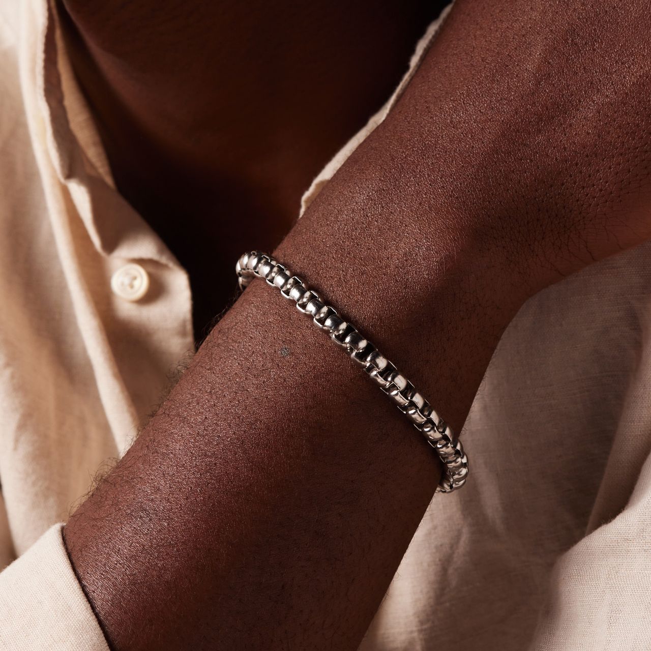 Stainless steel schakelarmband