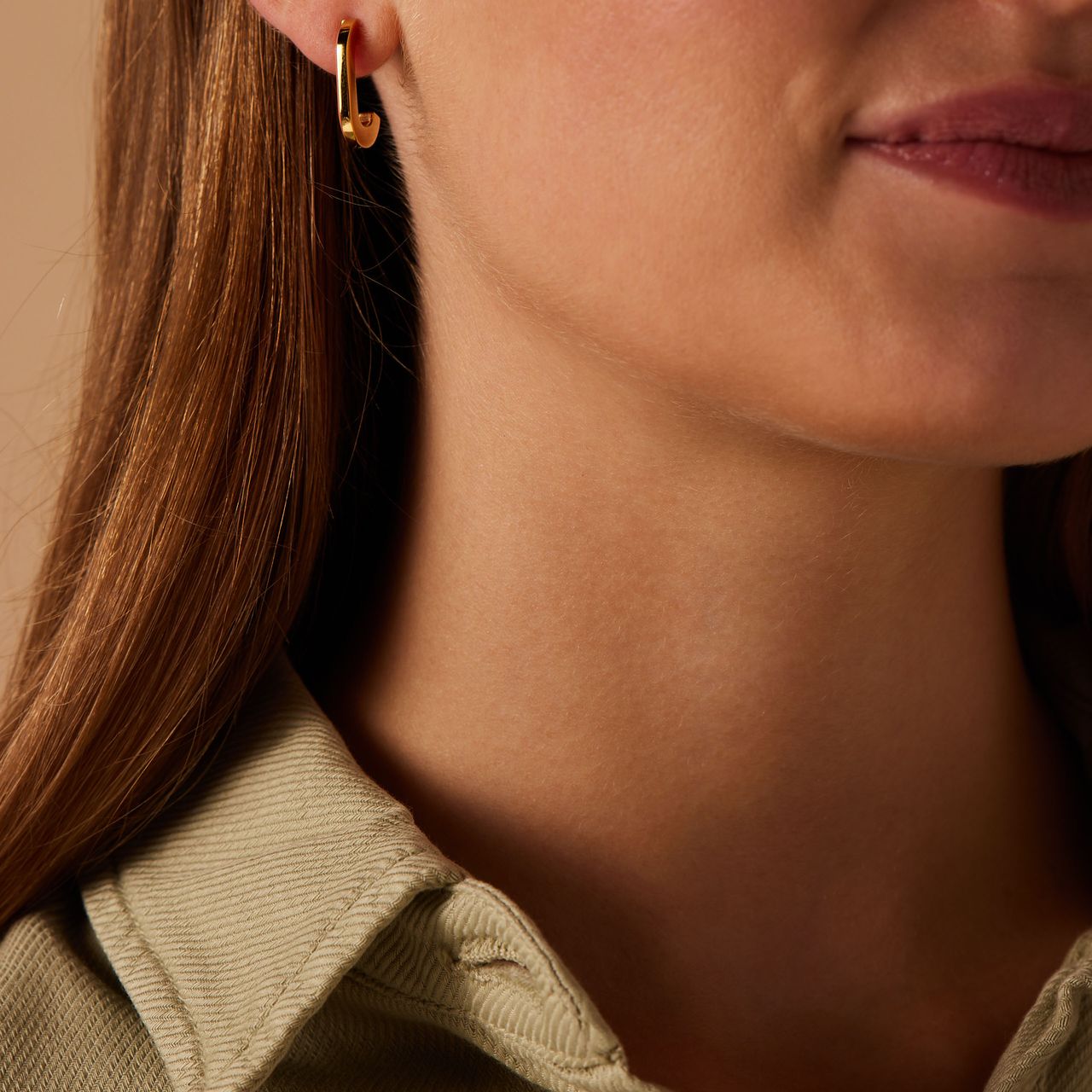 Stainless steel goldplated oorringen lichtoranje voor dames