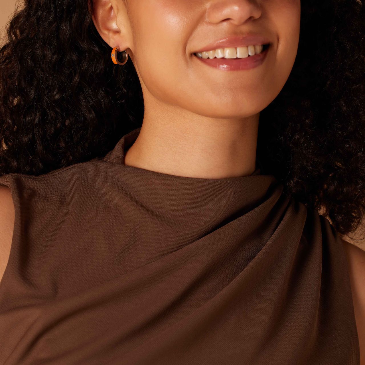 Stainless steel oorbellen oranje met zirkonia