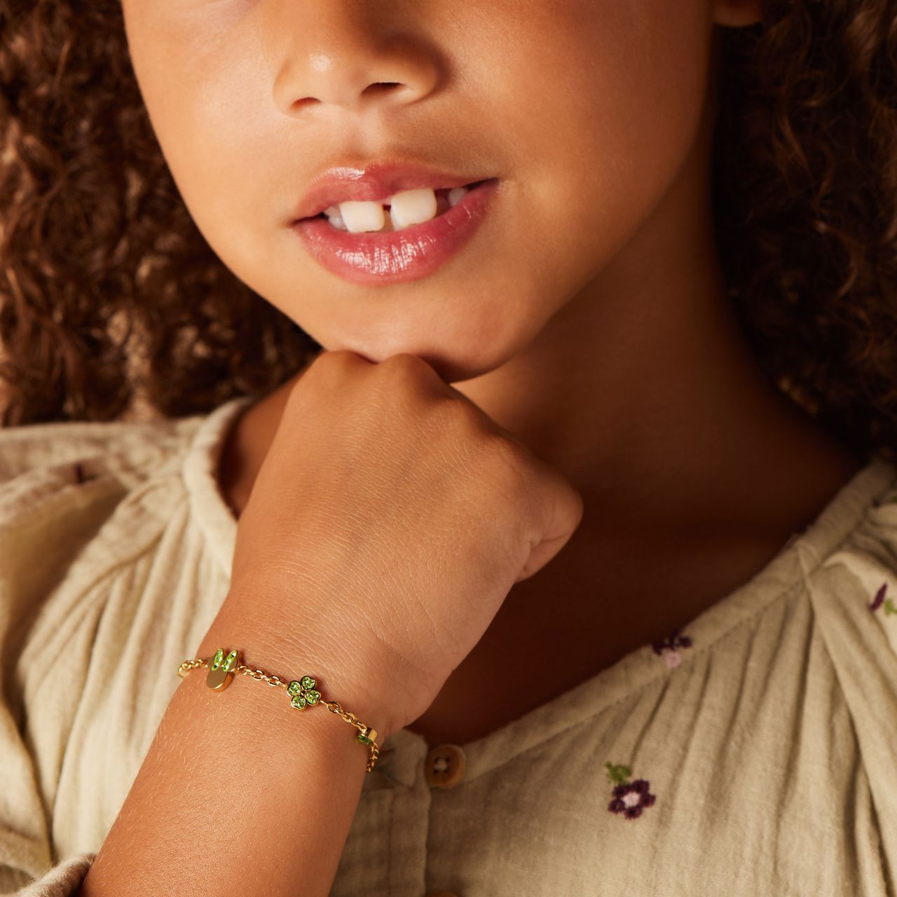 Stalen goldplated armband Minnie Mouse met zirkonia