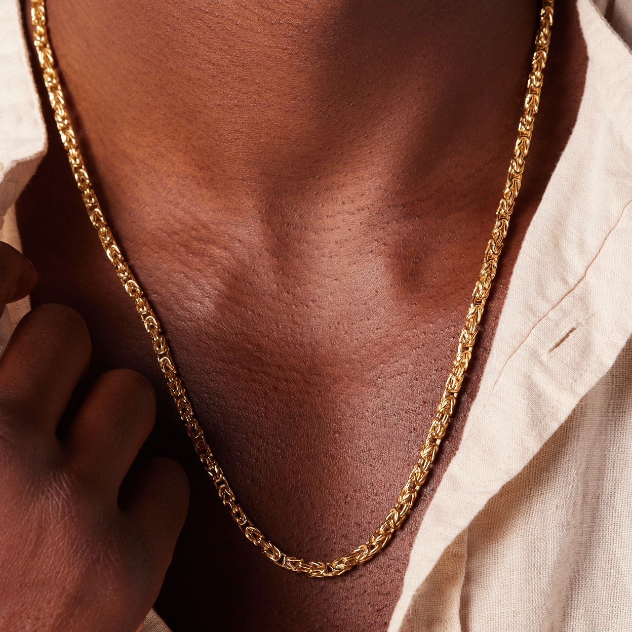 Zilveren goldplated herenketting