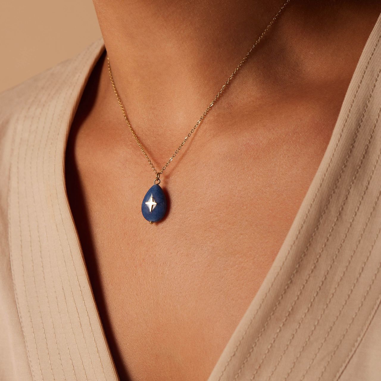 Stainless steel goldplated ketting met kaart