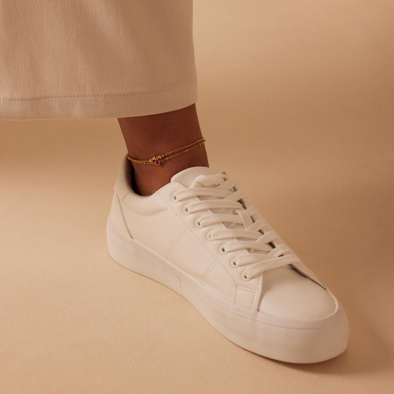 Stalen goldplated enkelbandje voor dames