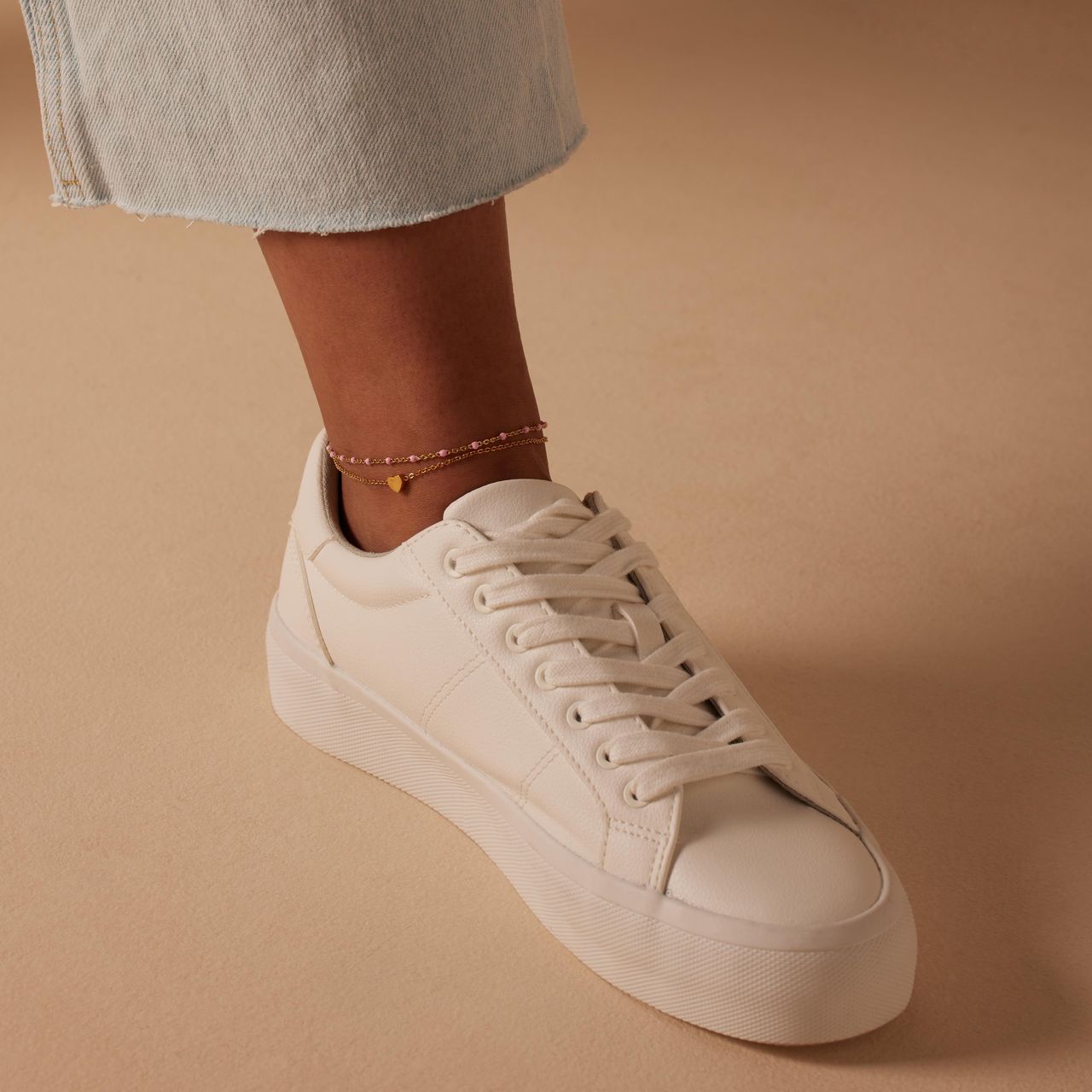 Stalen goldplated enkelbandje hart voor dames