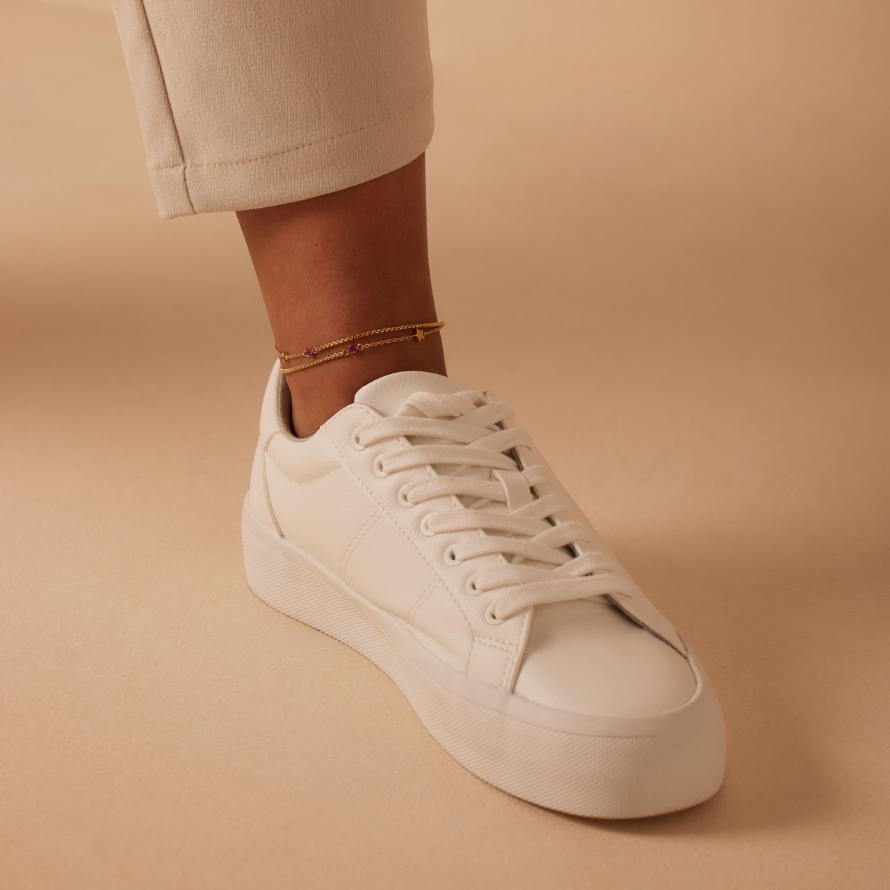 Stalen goldplated enkelbandje voor dames