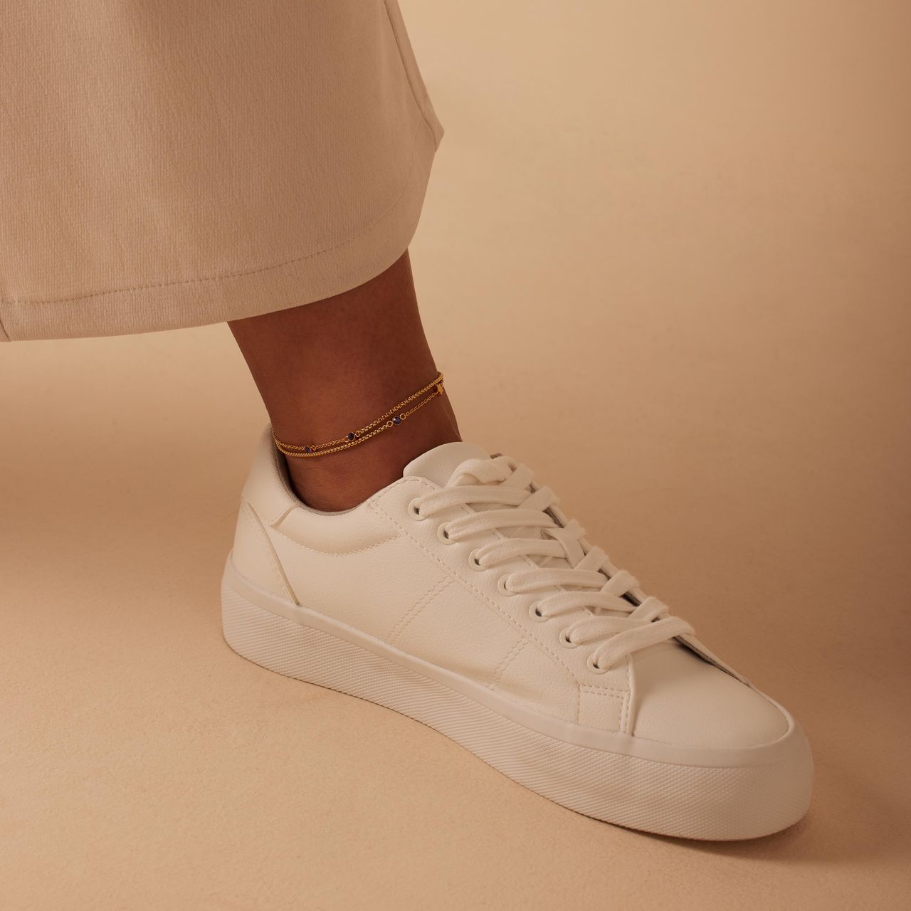 Stalen goldplated enkelbandje voor dames