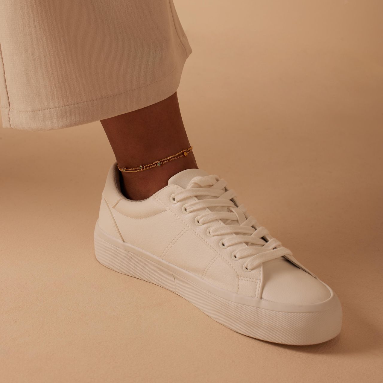 Stalen goldplated enkelbandje voor dames