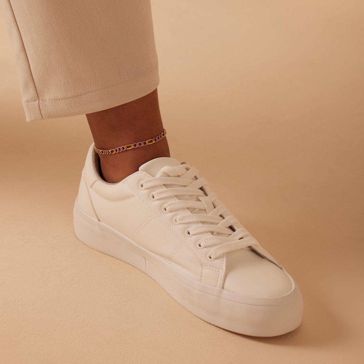 Stalen goldplated enkelband figaro violet