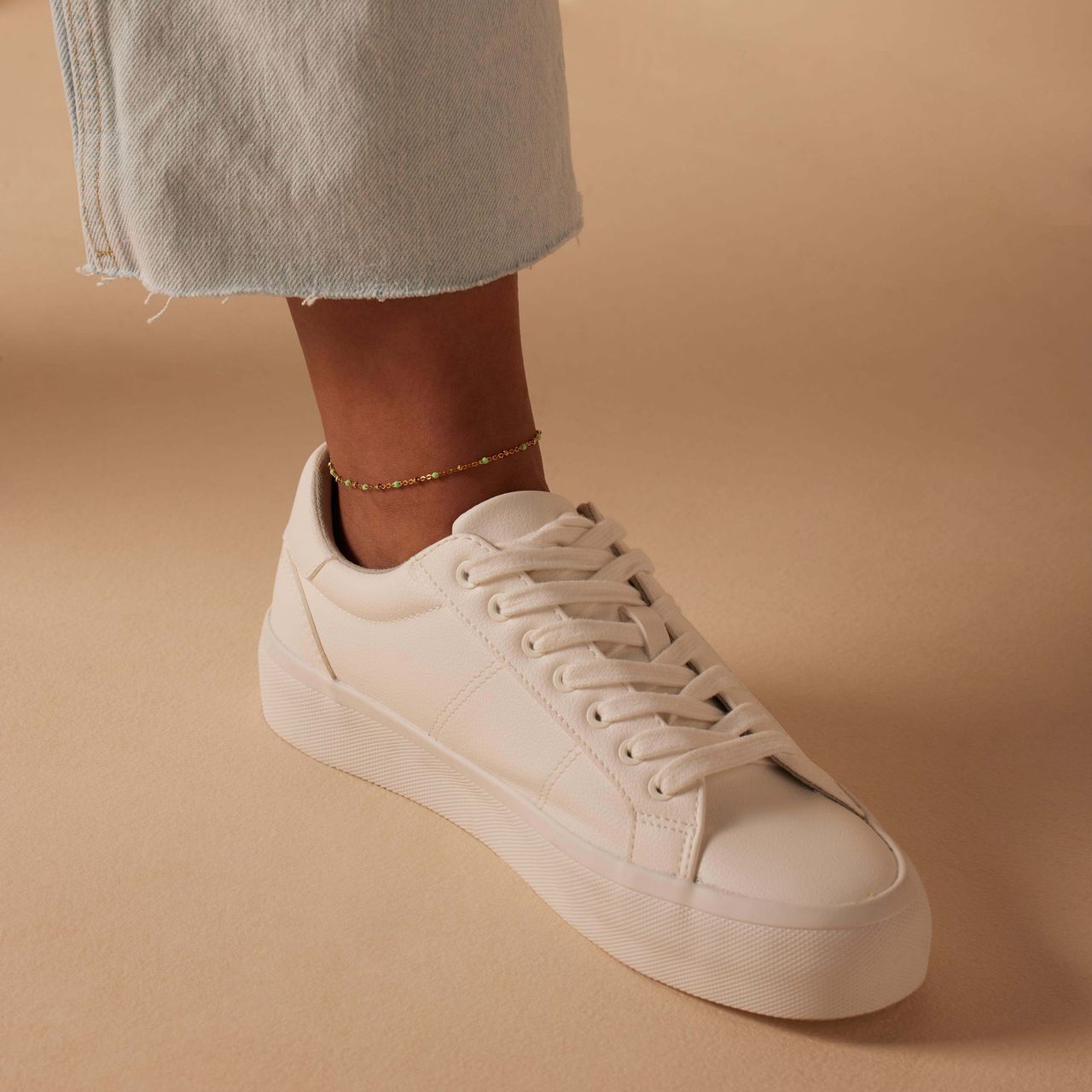 Gerecycled stalen goldplated enkelband saturn groen