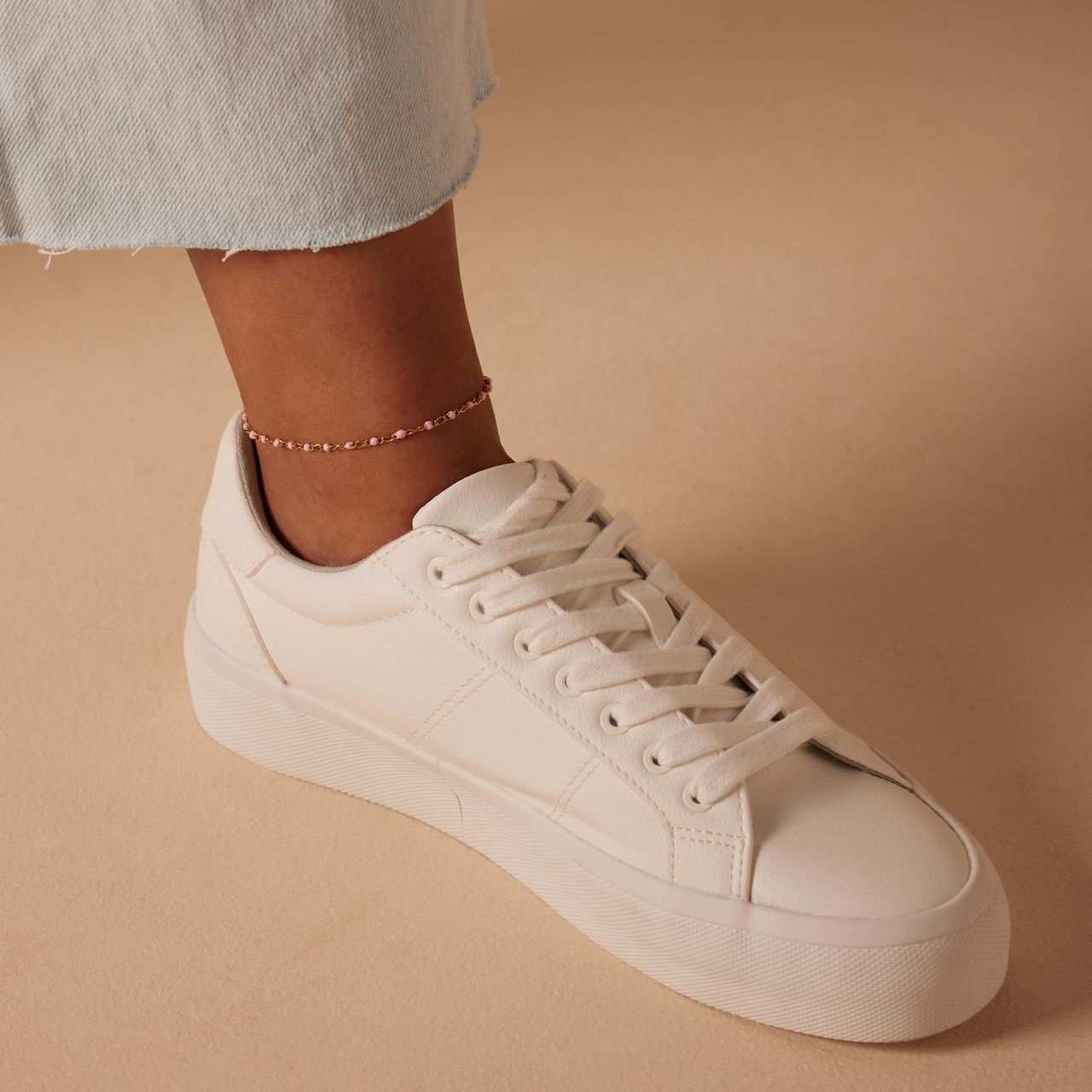 Stalen goldplated enkelbandje voor dames