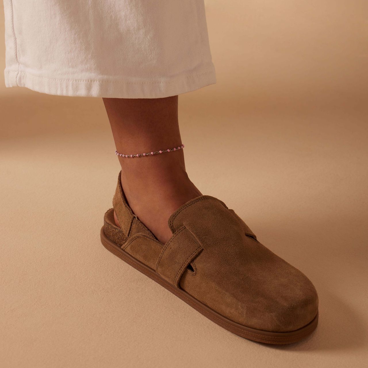 Fußkettchen aus Edelstahl, doppelt, Figaro