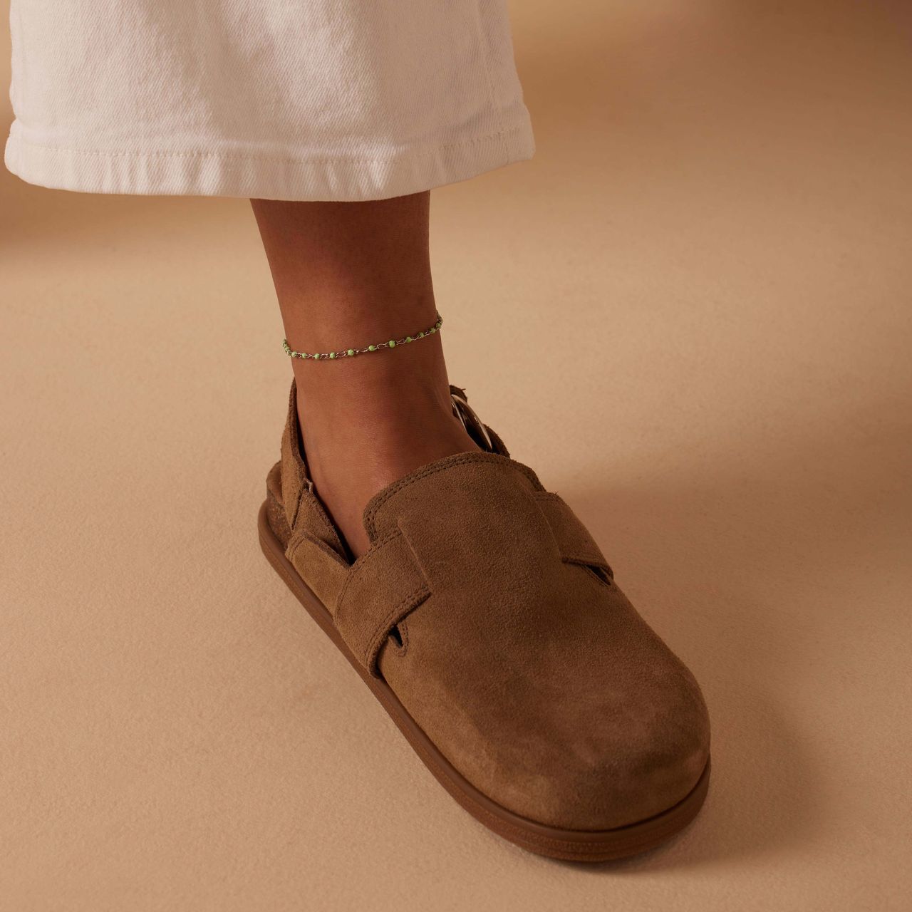 Stalen enkelband figaro groen