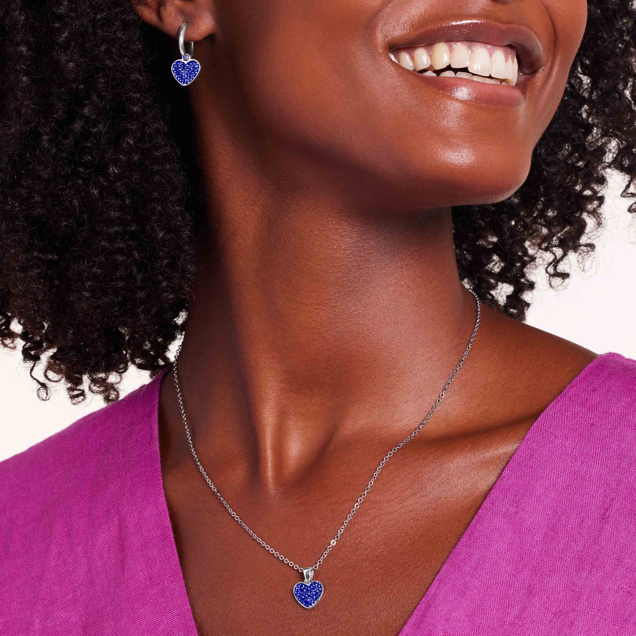 LivLiv stainless steel oorringen hart met kristal sapphire voor dames