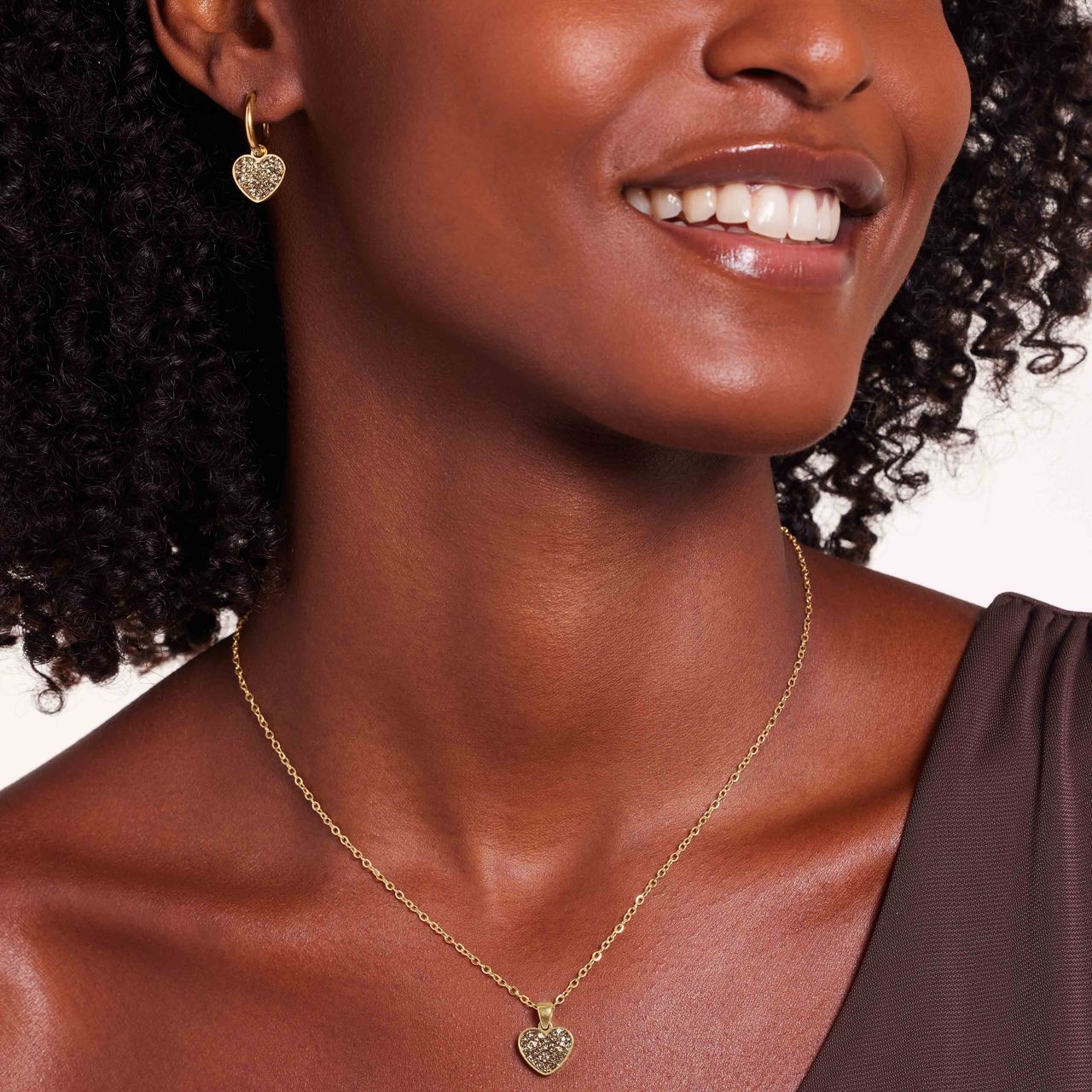 Stalen goldplated ketting met hanger hart met colorado kristal voor dames