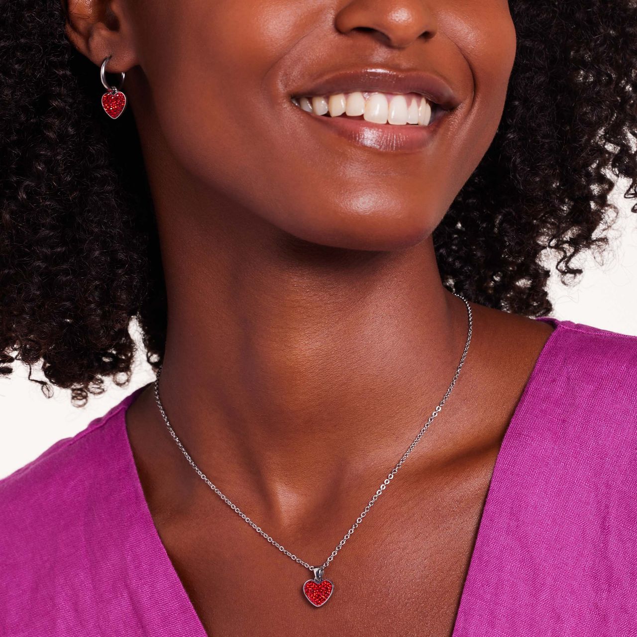 LivLiv stainless steel ketting hart met kristal red velvet voor dames