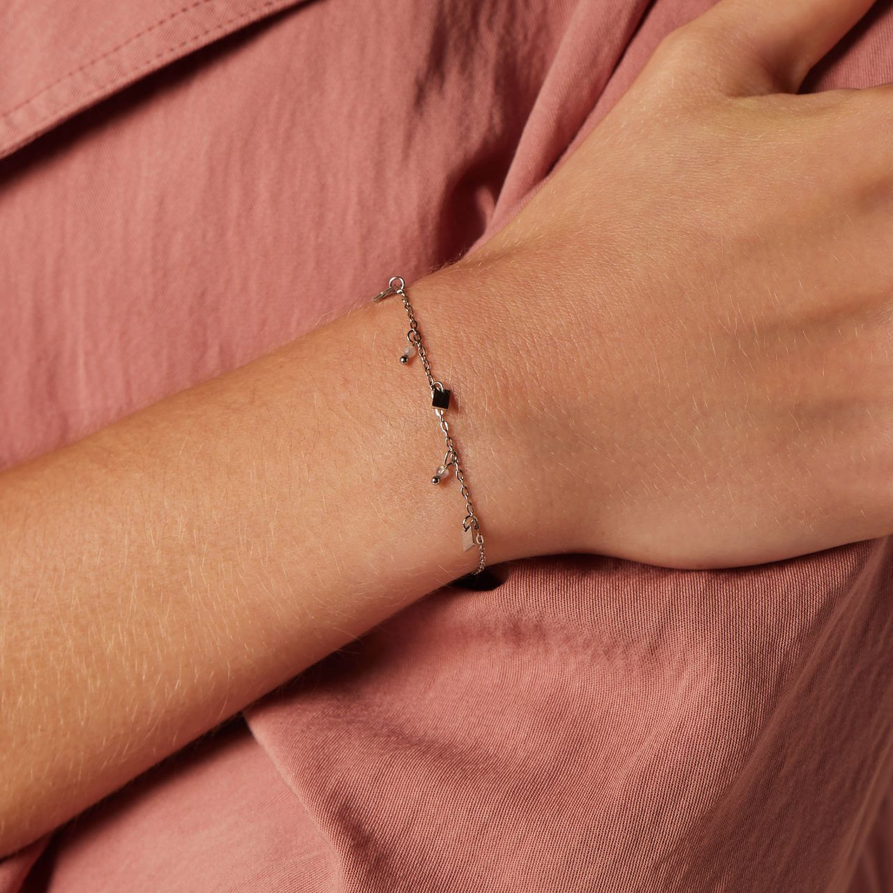 Stainless steel armband met maansteen