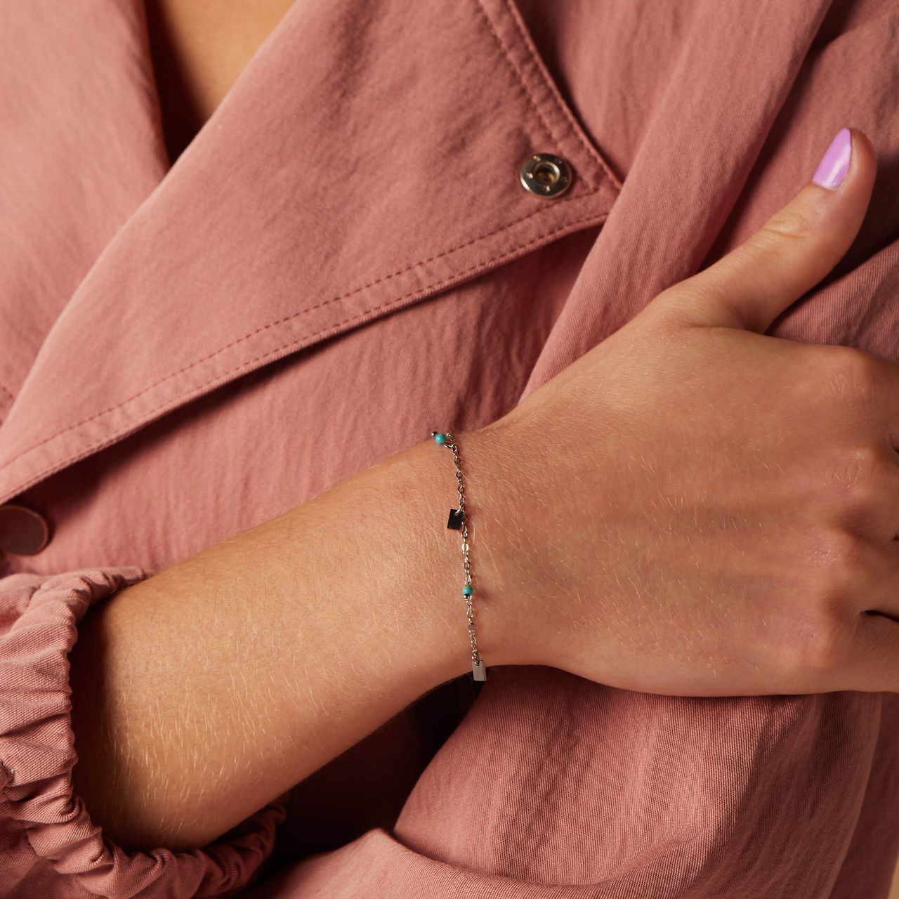 Stainless steel armband met turqoise