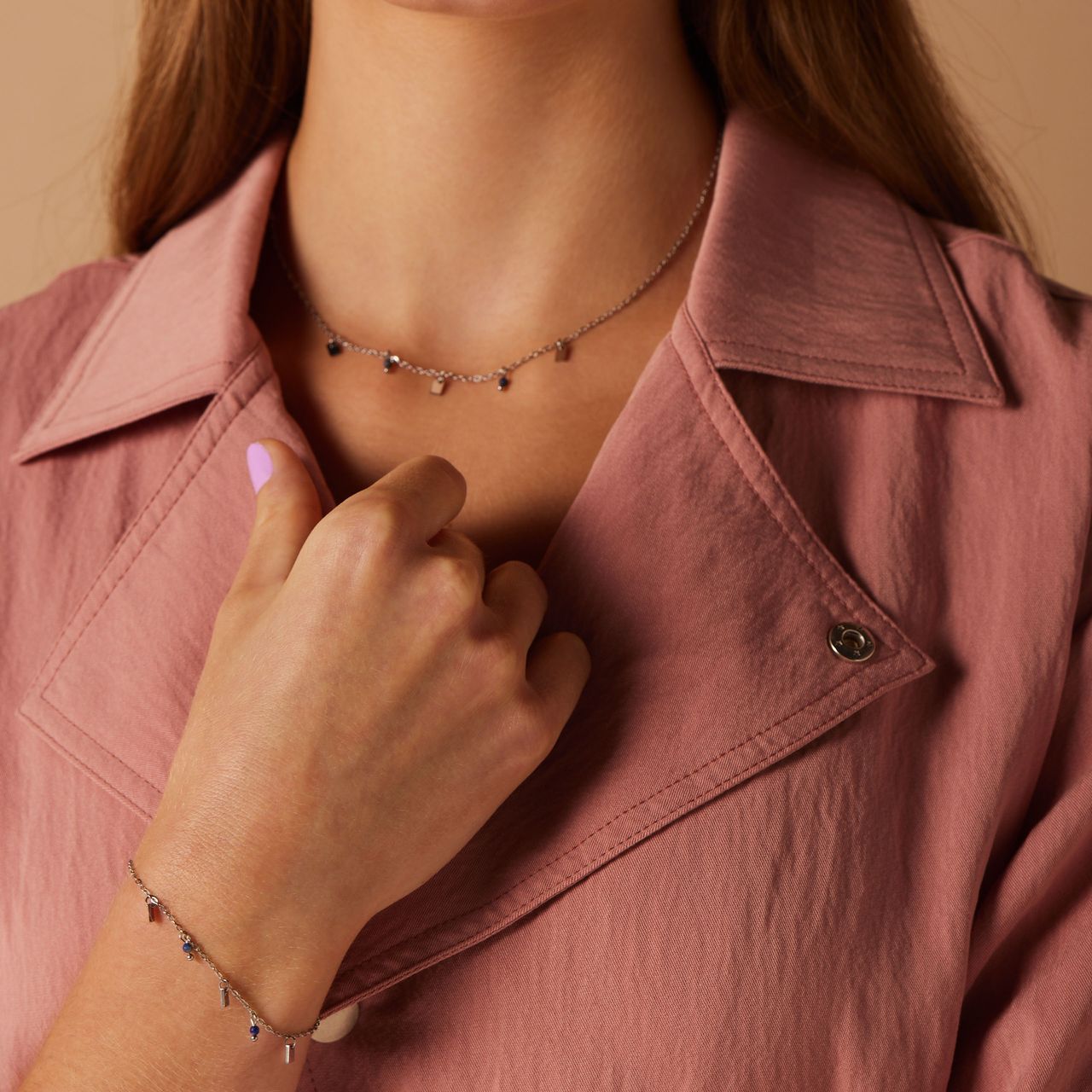 LuLu Jewels stainless steel ketting met lapis lazuli voor dames