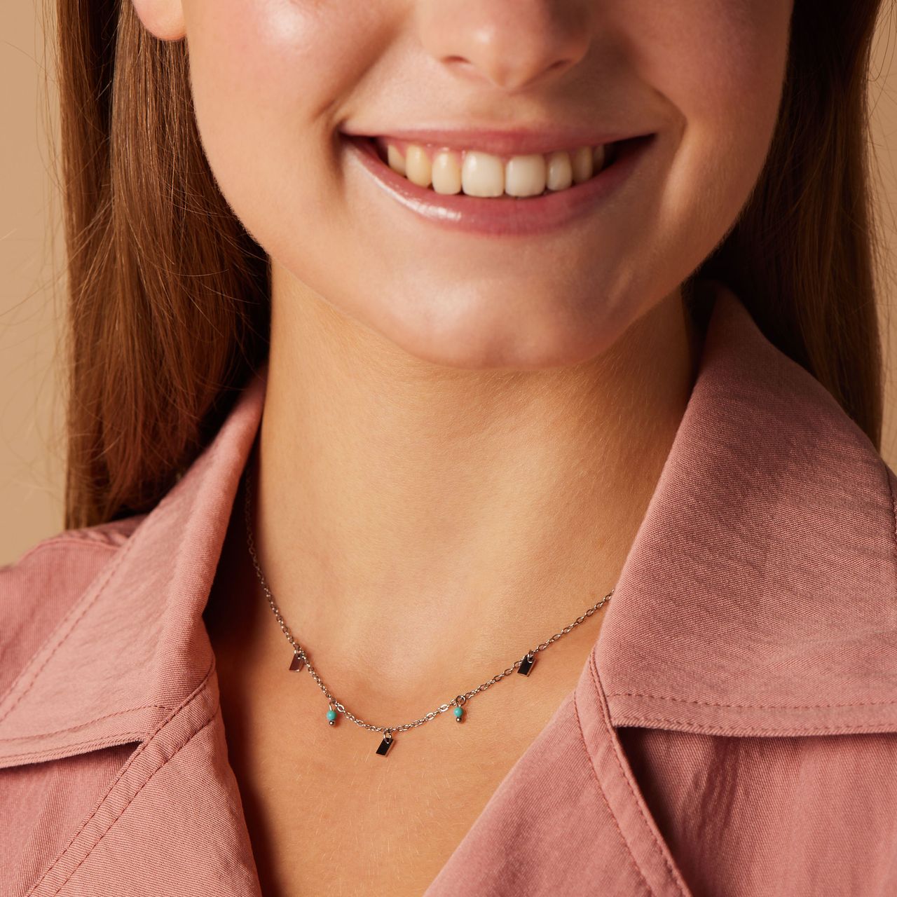 LuLu Jewels stainless steel ketting met turquoise voor dames