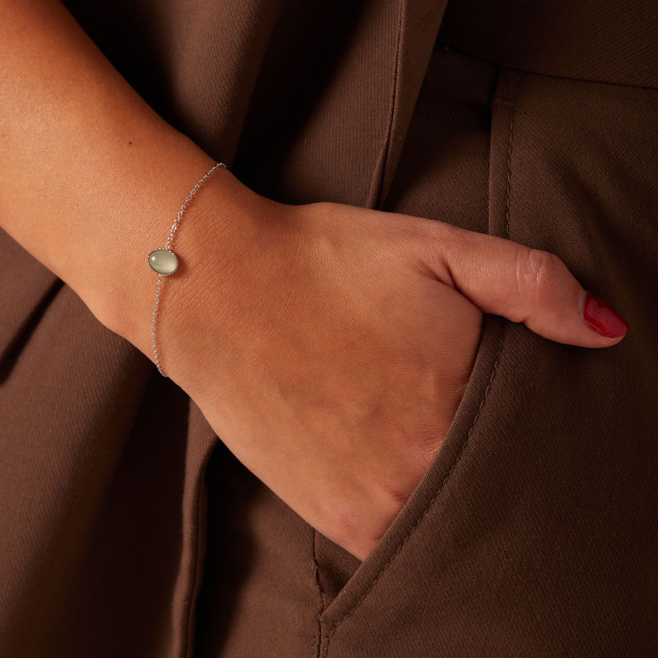 Stainless steel armband met groen aventurijn