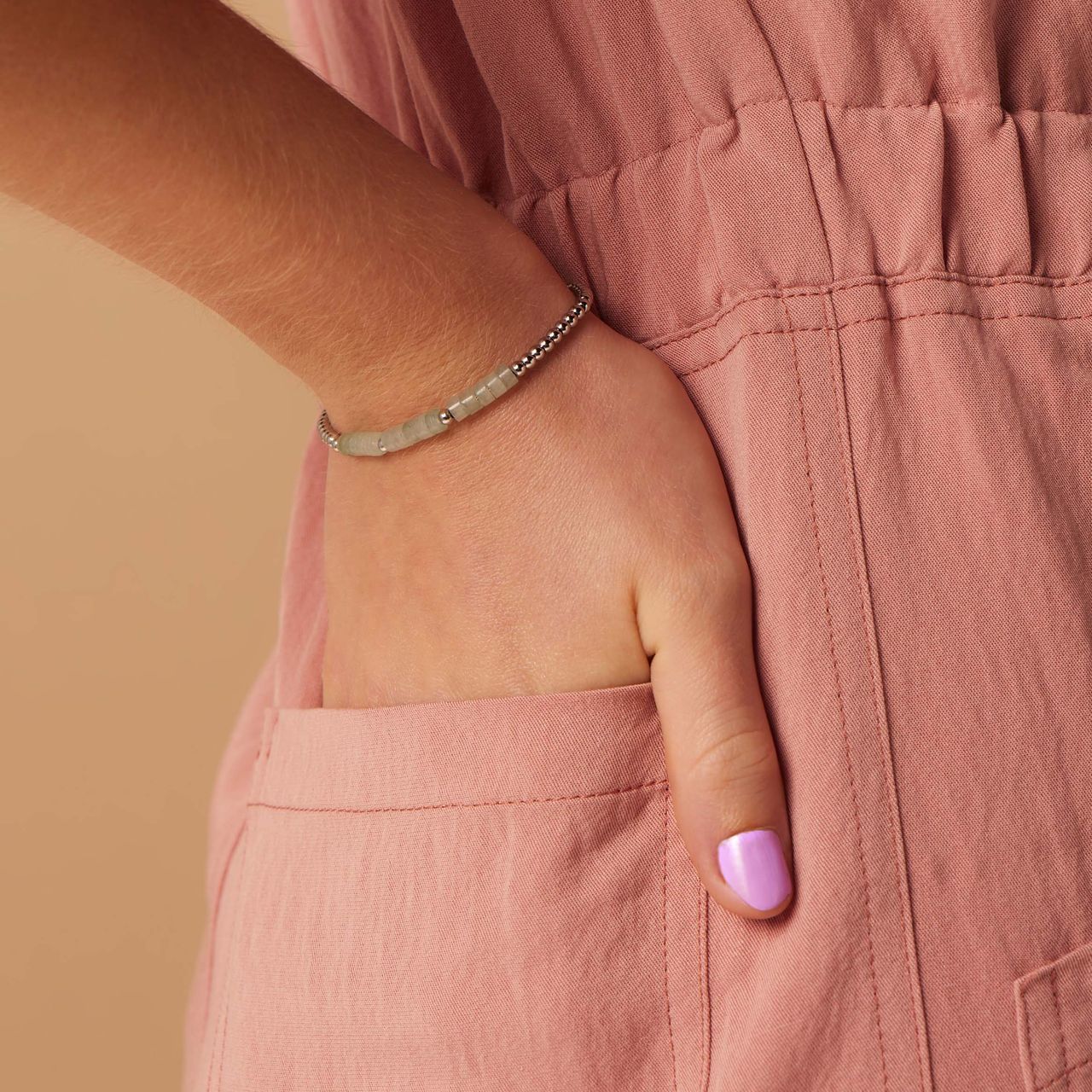 Stainless steel armband met groen aventurijn