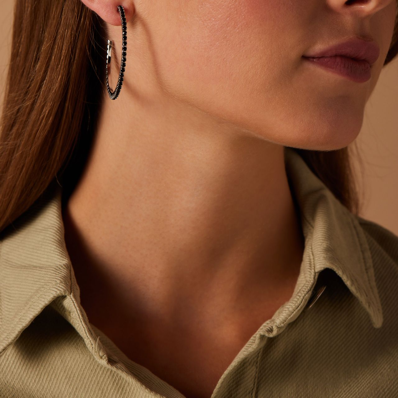 Stainless steel oorringen met zwart zirkonia voor dames