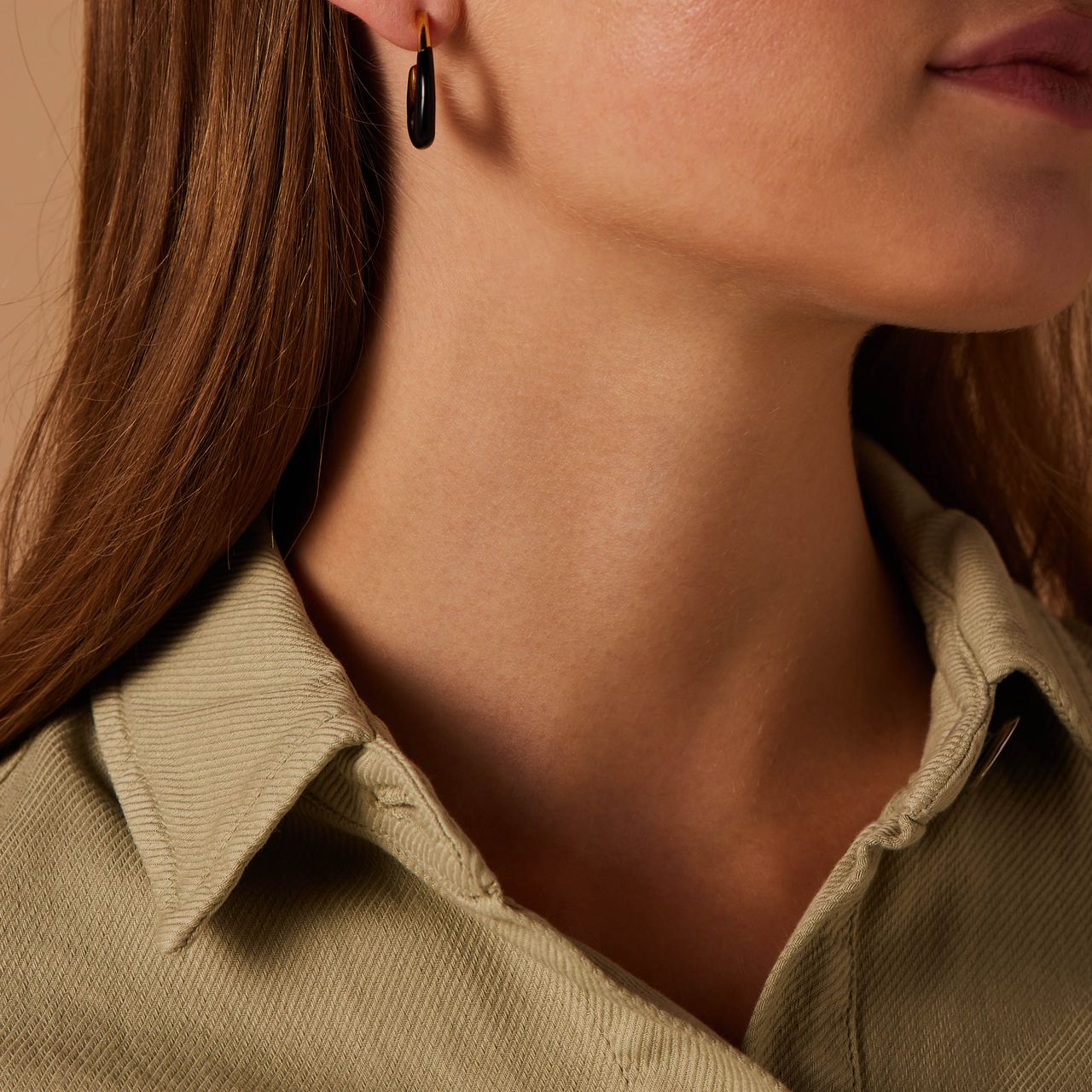 Stainless steel goldplated oorringen zwart voor dames